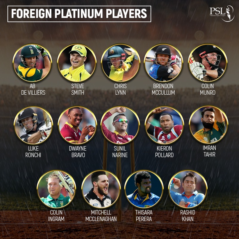 PSL Platinum Category of Foreign Players. 