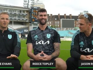 Jason Roy Reece Topley and Laurie Evans on their cricket teammates