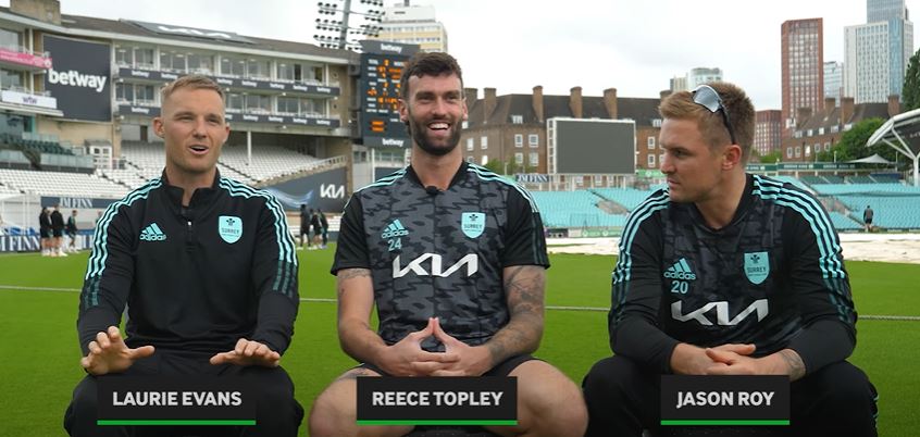 Jason Roy Reece Topley and Laurie Evans on their cricket teammates