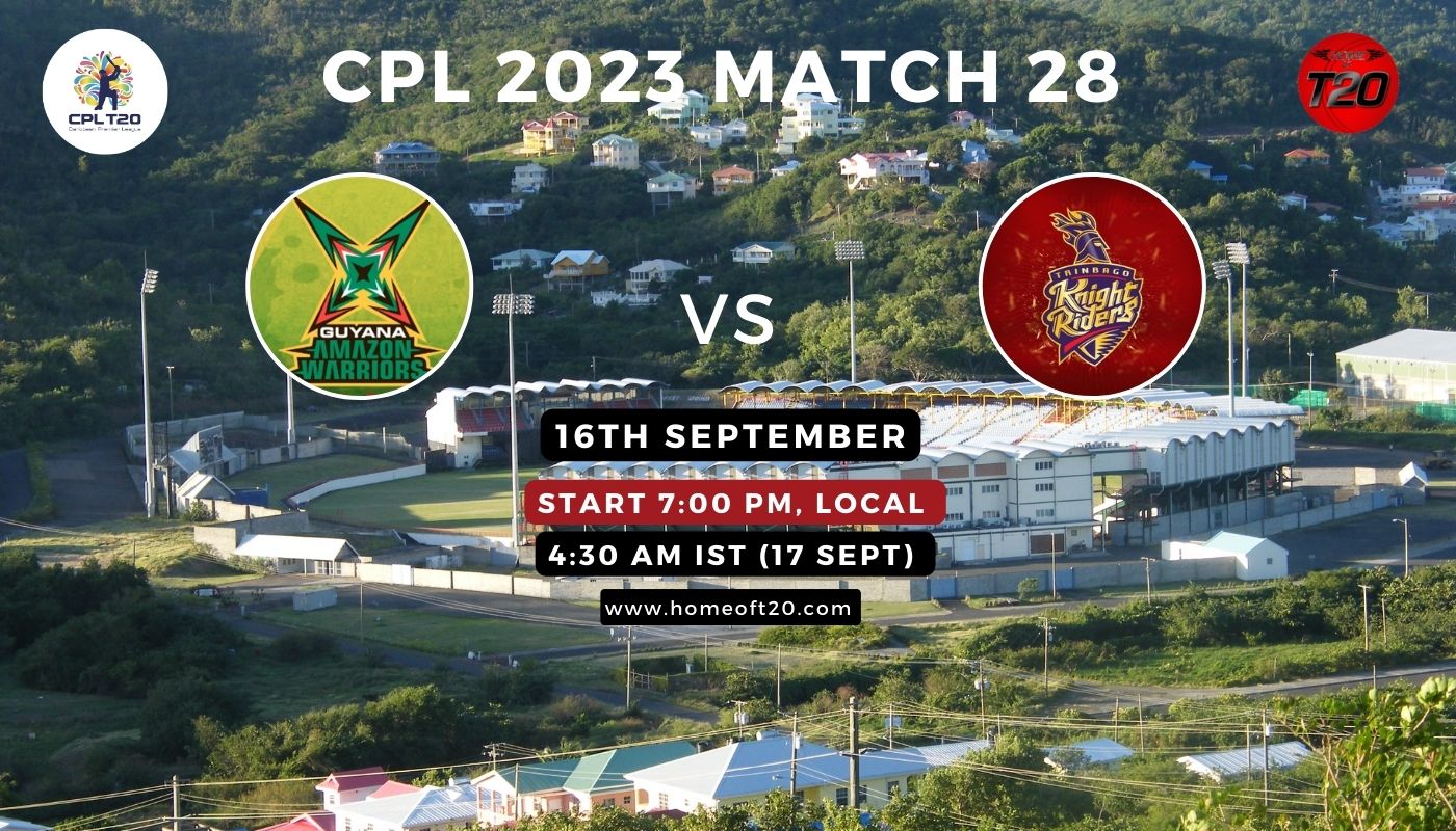 CPL 2023 Match 28, Guyana Amazon Warriors vs Trinbago Knight Riders Match Preview, Pitch Report, Weather Report, Predicted XI, Fantasy Tips, and Live Streaming Details