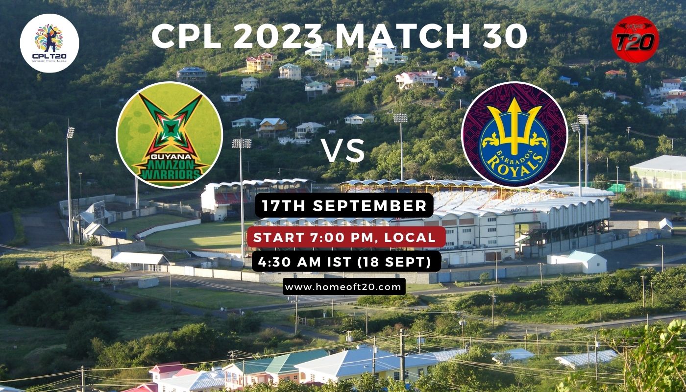 CPL 2023 Match 30, Guyana Amazon Warriors vs Barbados Royals Match Preview, Pitch Report, Weather Report, Predicted XI, Fantasy Tips, and Live Streaming Details