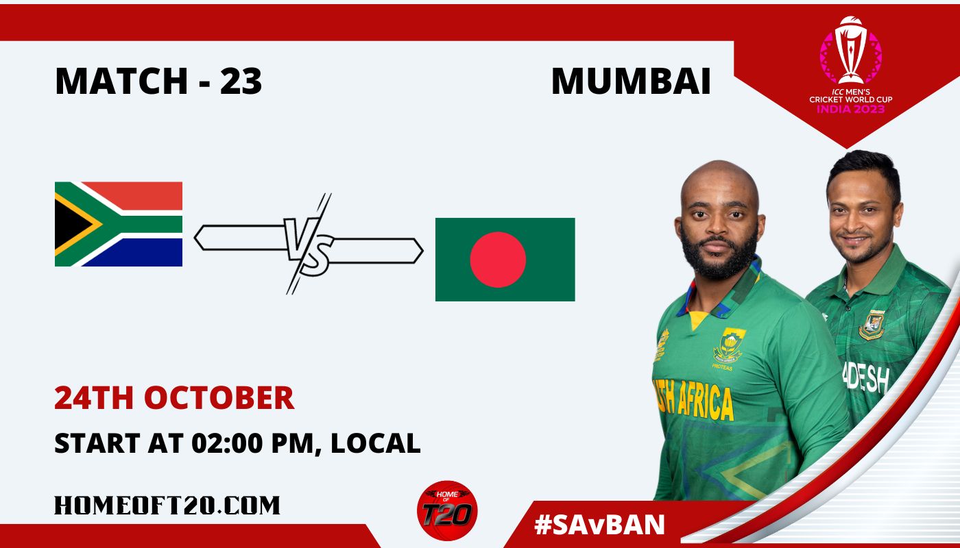 ICC Men’s ODI World Cup 2023 Match 23rd, South Africa vs Bangladesh Match Preview, Pitch Report, Weather Report, Predicted XI, Fantasy Tips, and Live Streaming Details