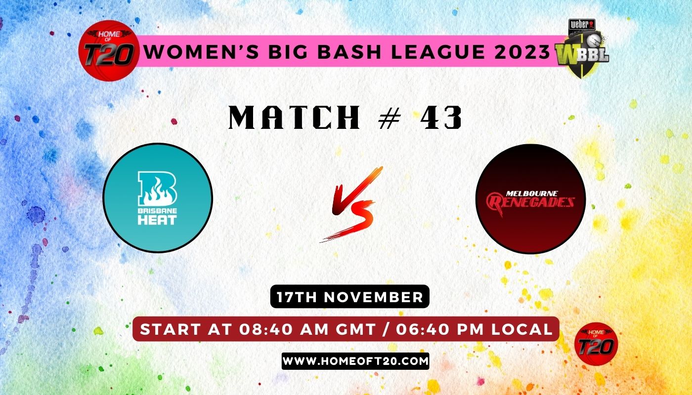 WBBL 2023 Match 43, Brisbane Heat-W vs Melbourne Renegades-W Match Preview, Pitch Report, Weather Report, Predicted XI, Fantasy Tips, and Live Streaming Details