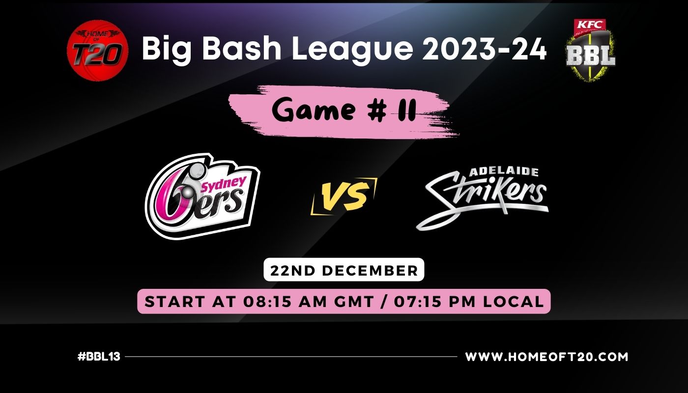 BBL 2024 Match 11, Sydney Sixers vs Adelaide Strikers Match Preview, Pitch Report, Weather Report, Predicted XI, Fantasy Tips, and Live Streaming Details