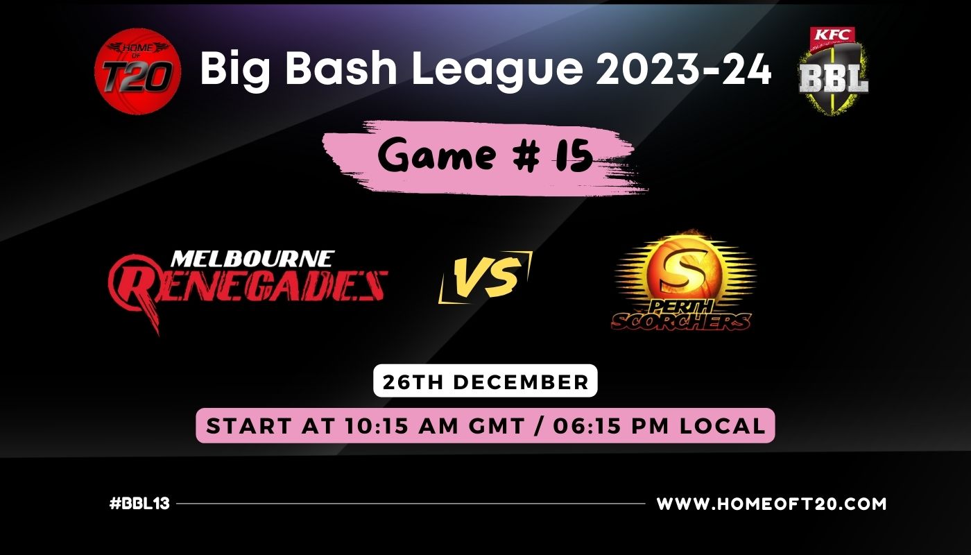 BBL 2024 Match 15, Perth Scorchers vs Melbourne Renegades Match Preview, Pitch Report, Weather Report, Predicted XI, Fantasy Tips, and Live Streaming Details