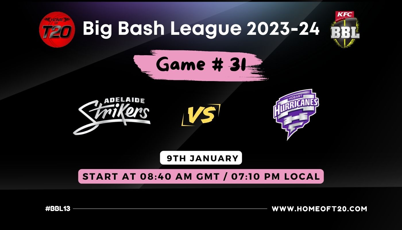 BBL 2024 Match 31, Adelaide Strikers vs Hobart Hurricanes Match Preview, Pitch Report, Weather Report, Predicted XI, Fantasy Tips, and Live Streaming Details