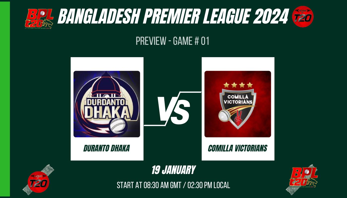 BPL 2024 Match 1, Durdanto Dhaka vs Comilla Victorians Match Preview, Pitch Report, Weather Report, Predicted XI, Fantasy Tips, and Live Streaming Details