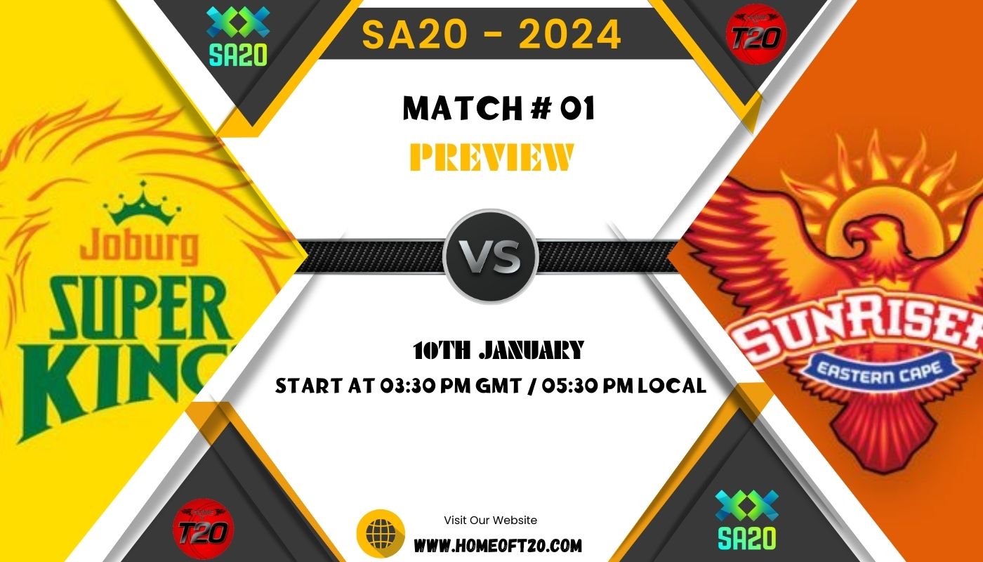 SA20 2024 Match 1, Sunrisers Eastern Cape vs Joburg Super Kings Match Preview, Pitch Report, Weather Report, Predicted XI, Fantasy Tips, and Live Streaming Details