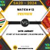 SA20 2024 Match 12, Durban Super Giants vs Sunrisers Eastern Cape Match Preview, Pitch Report, Weather Report, Predicted XI, Fantasy Tips, and Live Streaming Details