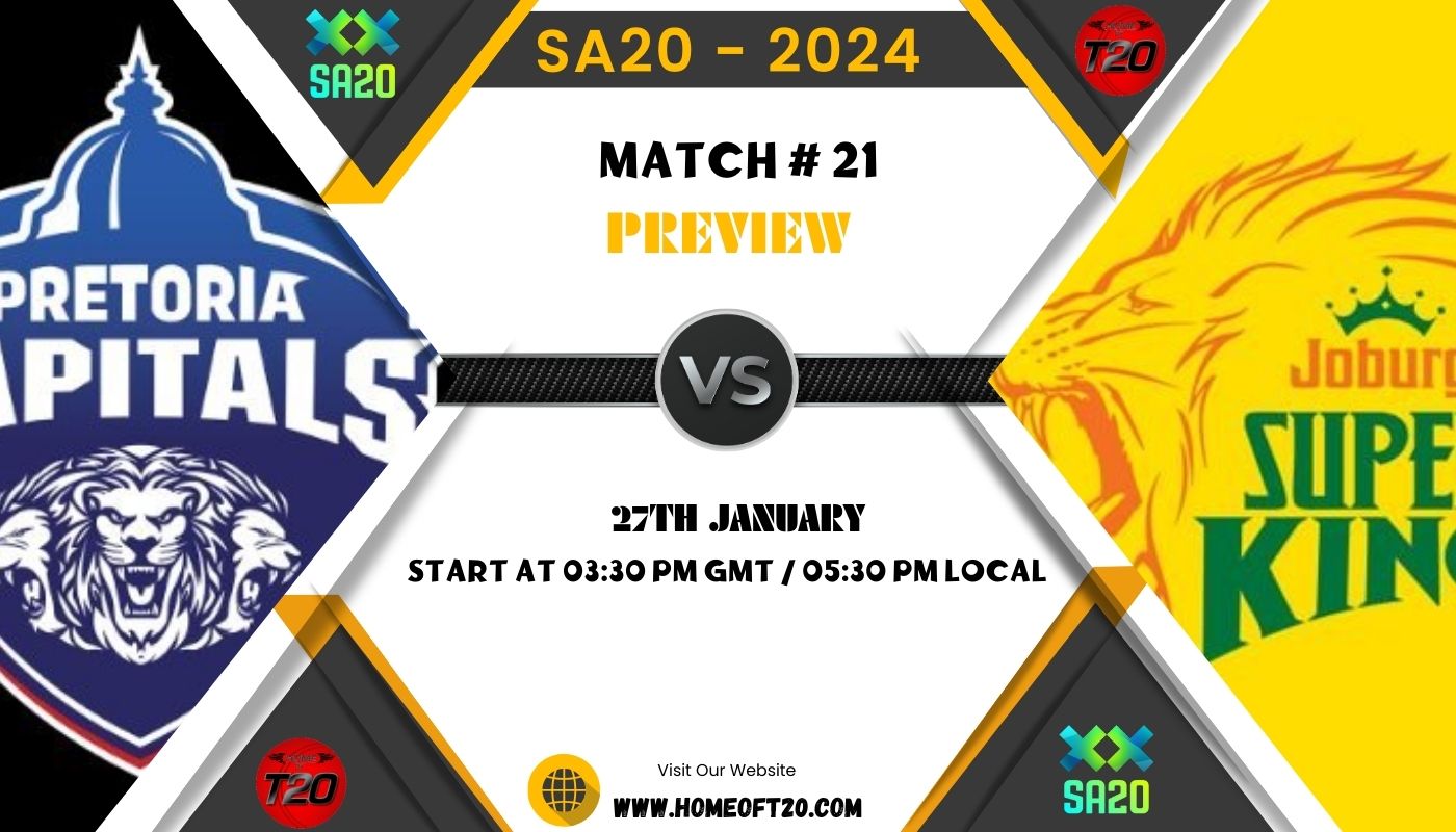 SA20 2024 Match 21, Pretoria Capitals vs Joburg Super Kings Match Preview, Pitch Report, Weather Report, Predicted XI, Fantasy Tips, and Live Streaming Details