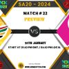 SA20 2024 Match 22, Durban Super Giants vs Paarl Royals Match Preview, Pitch Report, Weather Report, Predicted XI, Fantasy Tips, and Live Streaming Details