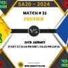 SA20 2024 Match 23, Joburg Super Kings vs MI Cape Town Match Preview, Pitch Report, Weather Report, Predicted XI, Fantasy Tips, and Live Streaming Details