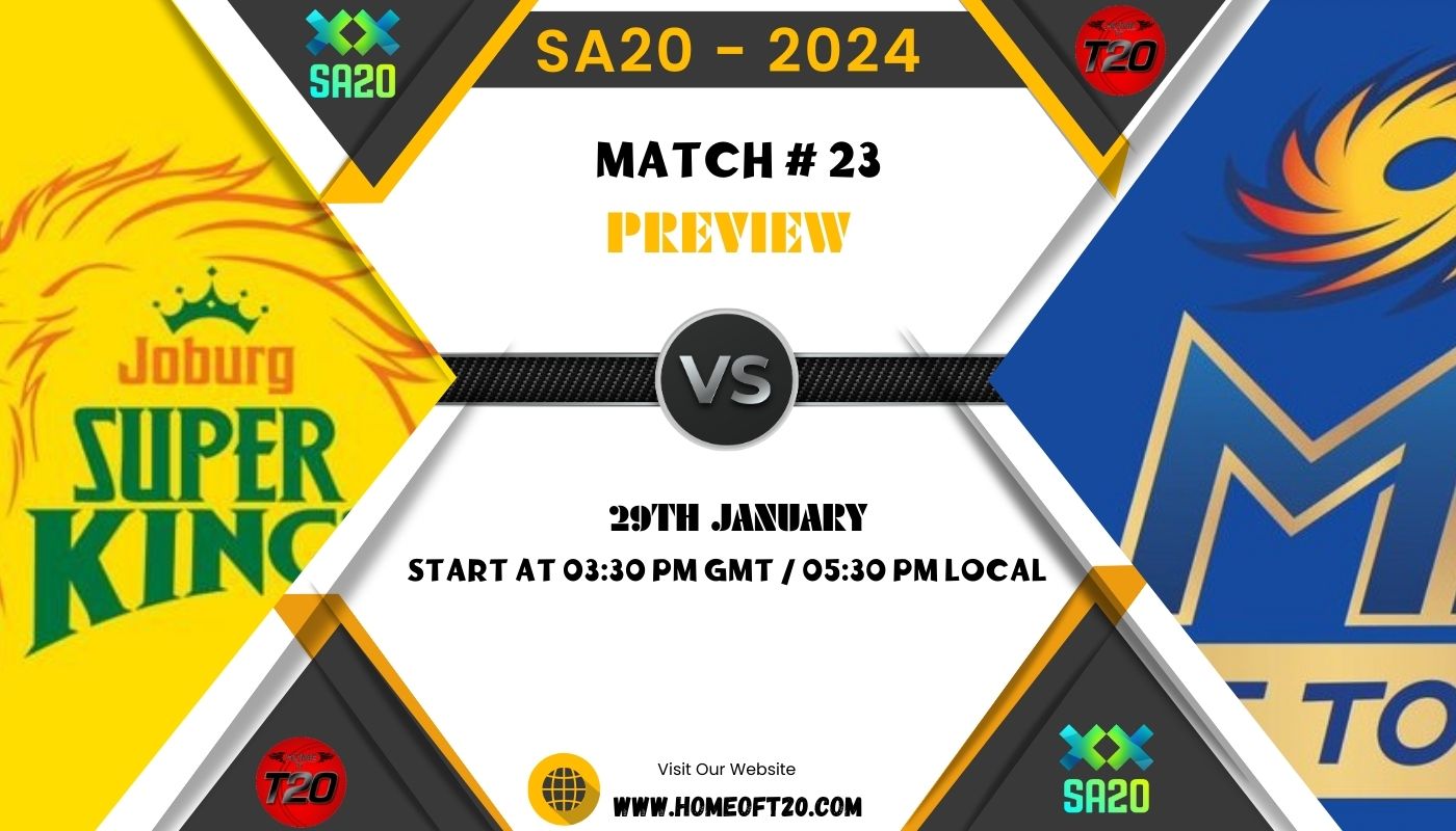 SA20 2024 Match 23, Joburg Super Kings vs MI Cape Town Match Preview, Pitch Report, Weather Report, Predicted XI, Fantasy Tips, and Live Streaming Details