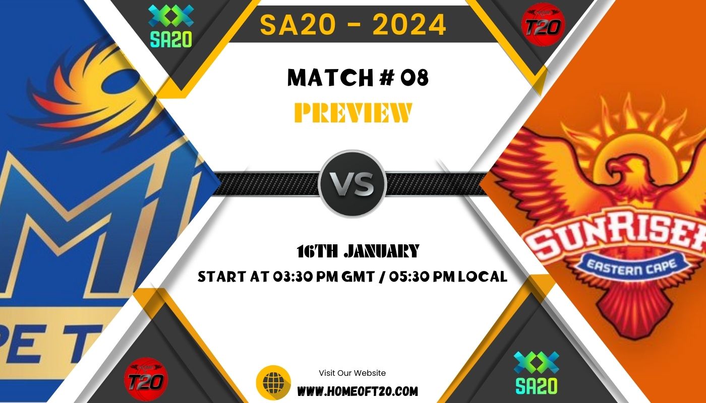 SA20 2024 Match 8, MI Cape Town vs Sunrisers Eastern Cape Match Preview, Pitch Report, Weather Report, Predicted XI, Fantasy Tips, and Live Streaming Details