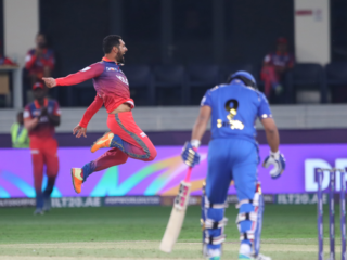 Dubai Capitals Crush MI Emirates with Glowing Batting & Bowling