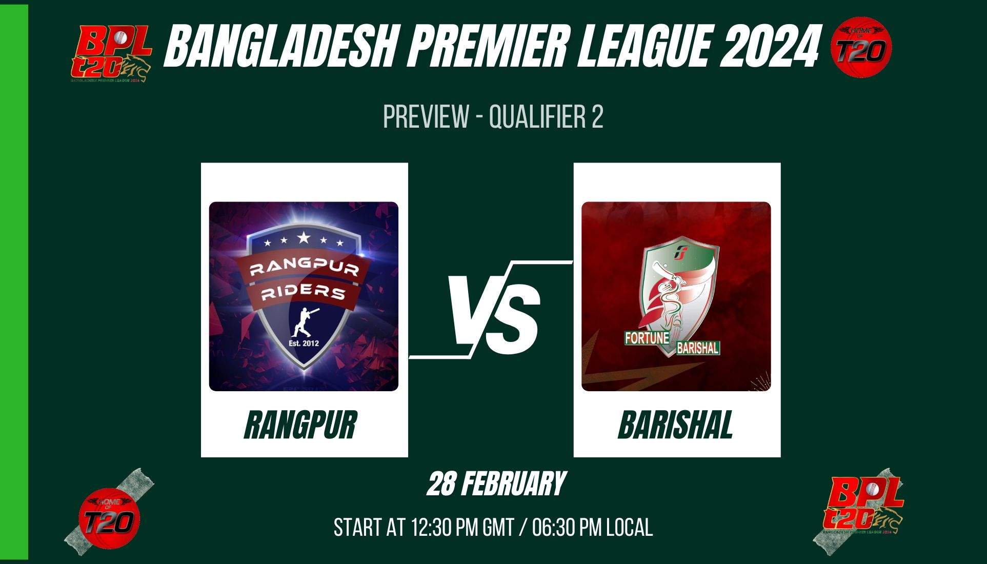 BPL 2024 Qualifier 2, Fortune Barishal vs Rangpur Riders Preview, Pitch Report, Weather Report, Predicted XI, Fantasy Tips, and Live Streaming Details