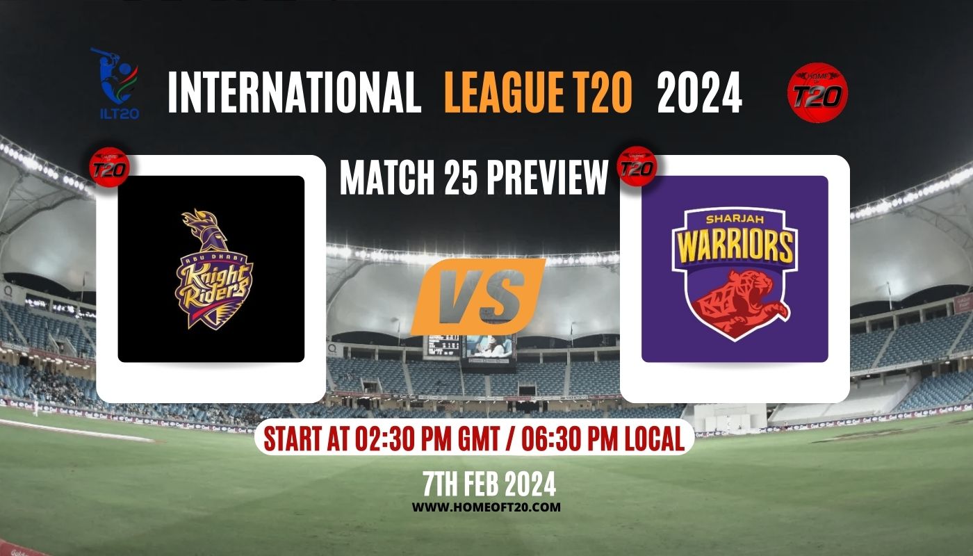 ILT20 2024 Match 25, Abu Dhabi Knight Riders vs Sharjah Warriors Preview, Pitch Report, Weather Report, Predicted XI, Fantasy Tips, and Live Streaming Details