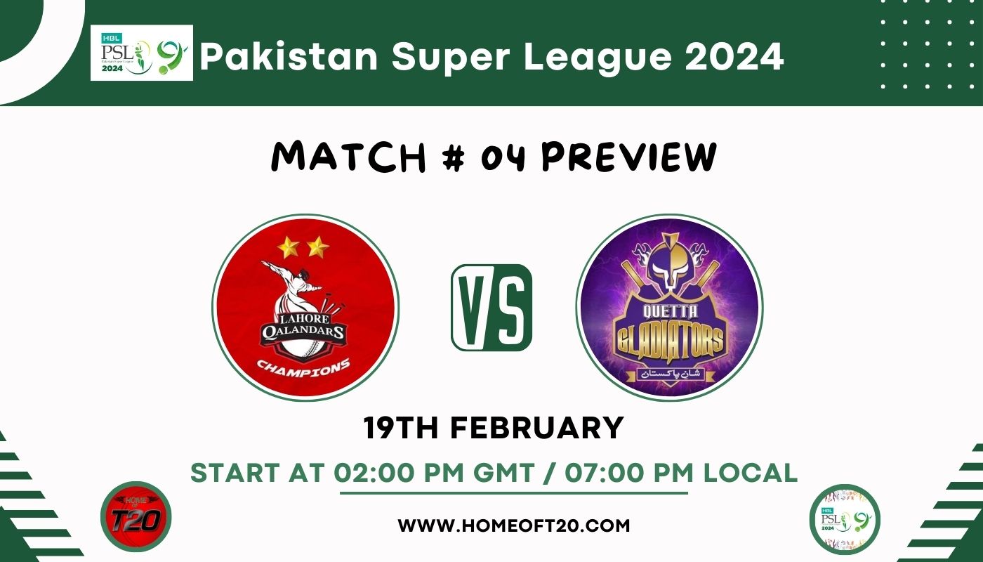 PSL 2024 Match 4, Lahore Qalandars vs Quetta Gladiators Preview, Pitch Report, Weather Report, Predicted XI, Fantasy Tips, and Live Streaming Details