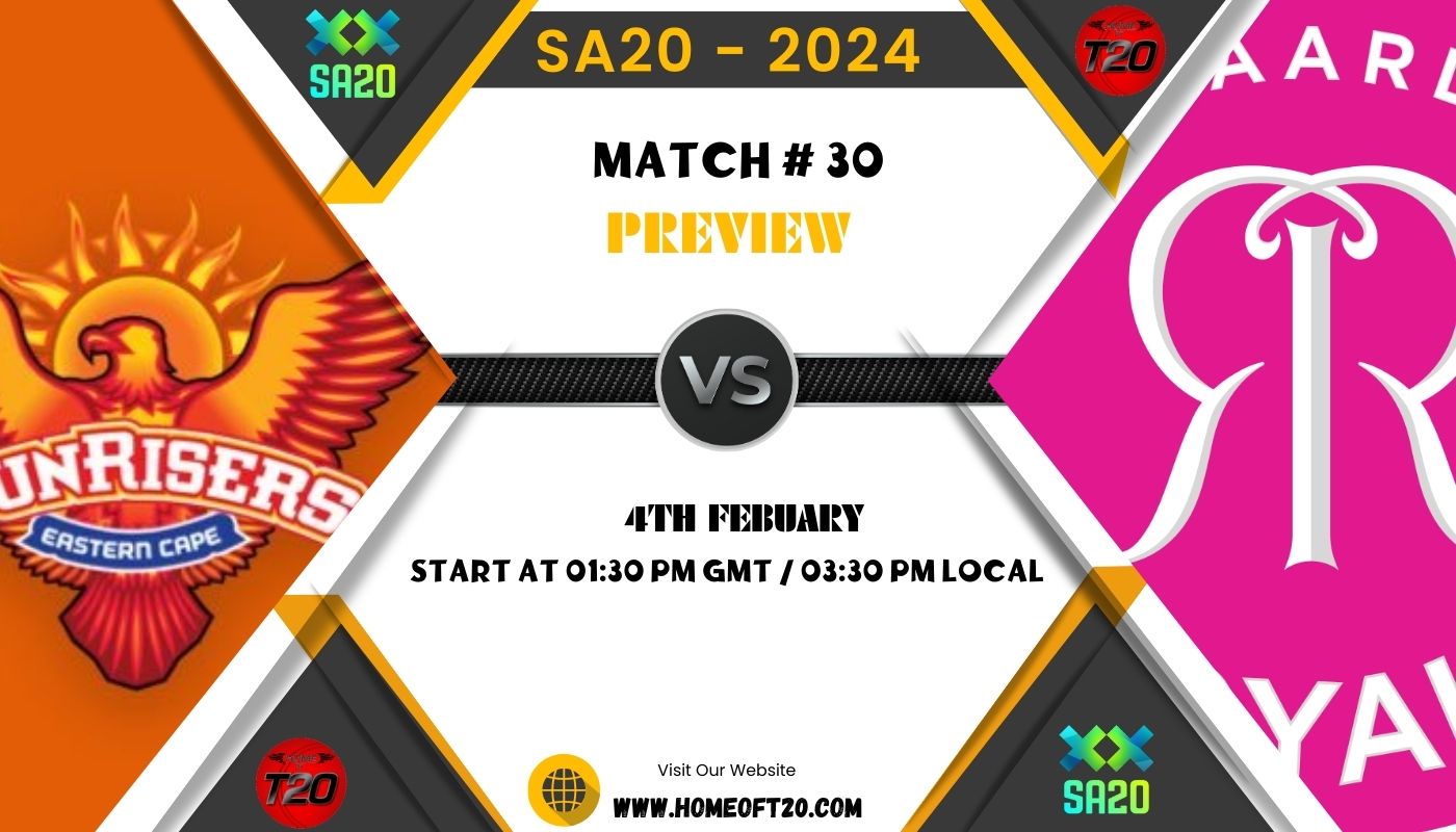 SA20 2024 Match 30, Sunrisers Eastern Cape vs Paarl Royals Preview, Pitch Report, Weather Report, Predicted XI, Fantasy Tips, and Live Streaming Details