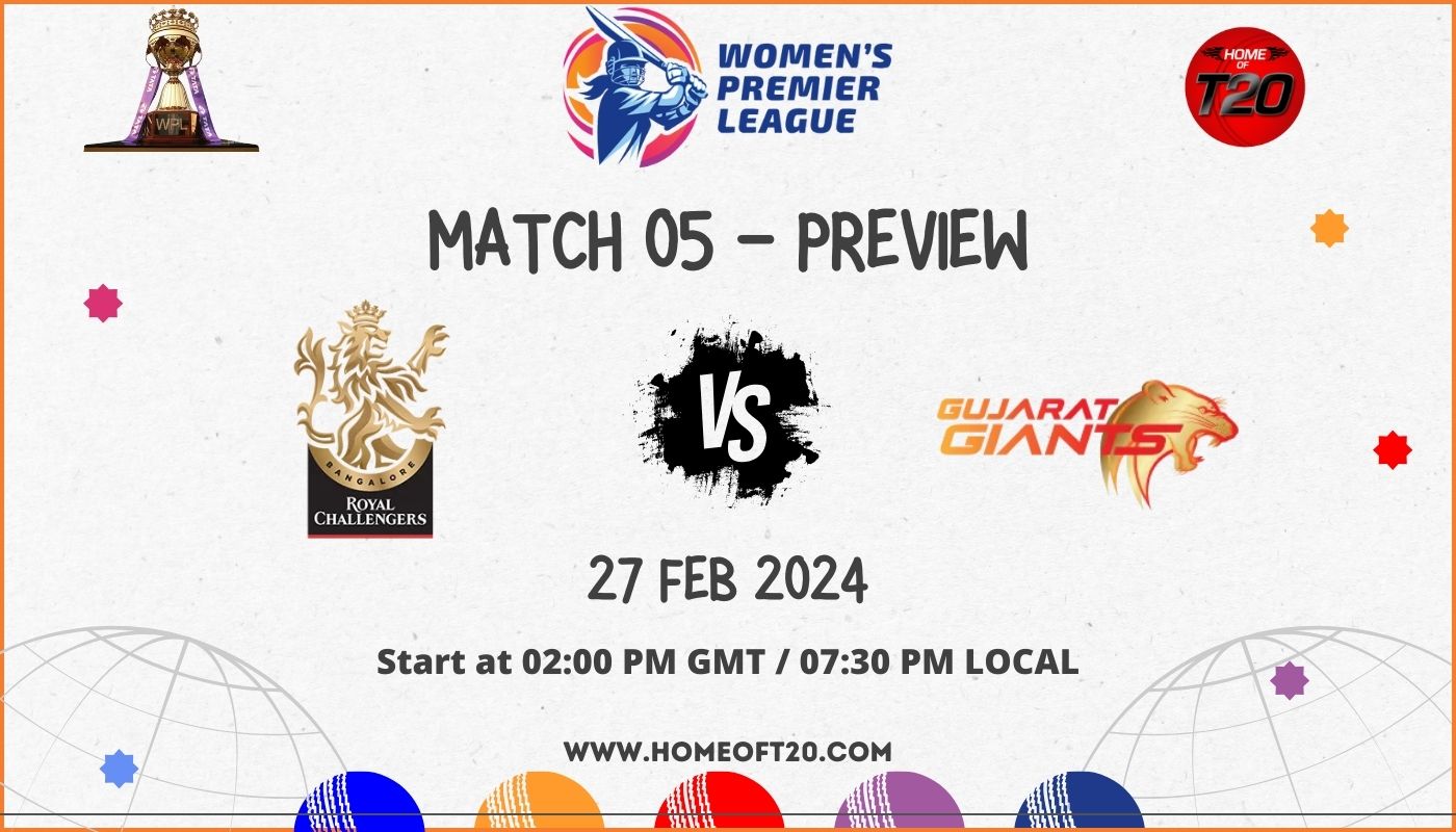 WPL 2024 Match 5, Royal Challengers Bangalore vs Gujarat Giants Preview, Pitch Report, Weather Report, Predicted XI, Fantasy Tips, and Live Streaming Details