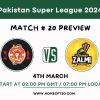 PSL 2024 Match 20, Islamabad United vs Peshawar Zalmi Preview, Pitch Report, Weather Report, Predicted XI, Fantasy Tips, and Live Streaming Details