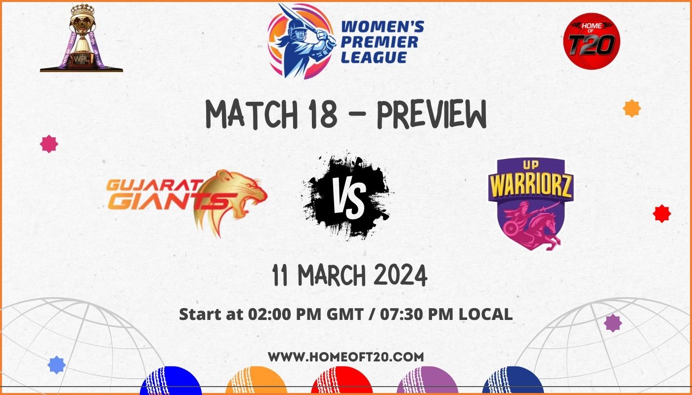 WPL 2024 Match 18, Gujarat Giants vs UP Warriorz Preview, Pitch Report, Weather Report, Predicted XI, Fantasy Tips, and Live Streaming Details