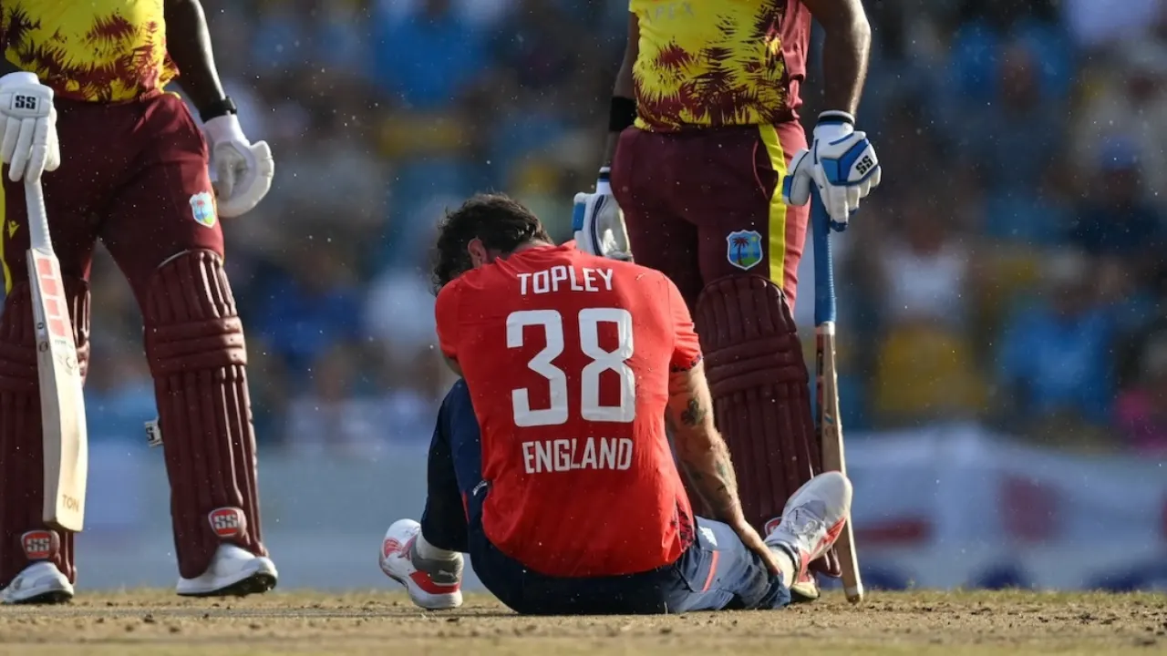 ENG vs WI T20I series: Reece Topley fined after smashing chair in frustration