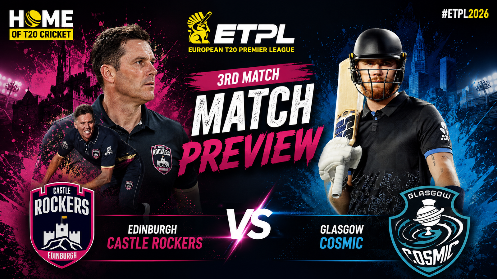 Edinburgh Castle Rockers vs Glasgow Cosmic ETPL 2026 3rd match preview