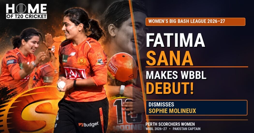 Fatima Sana bowls for Perth Scorchers on her WBBL debut