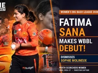 Fatima Sana bowls for Perth Scorchers on her WBBL debut