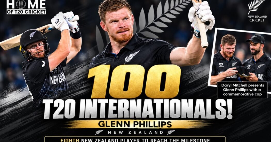Glenn Phillips celebrates 100 T20 International appearances for New Zealand
