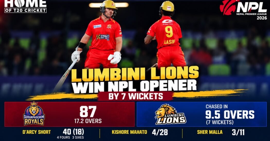 D'Arcy Short helps Lumbini Lions win Nepal Premier League 2026 opening match
