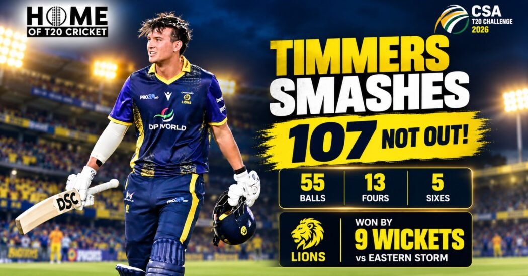 Neil Timmers scores unbeaten 107 against Eastern Storm in CSA T20 Challenge