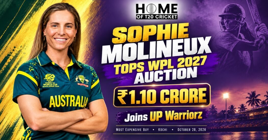 Sophie Molineux joins UP Warriorz for ₹1.10 crore at WPL 2027 auction