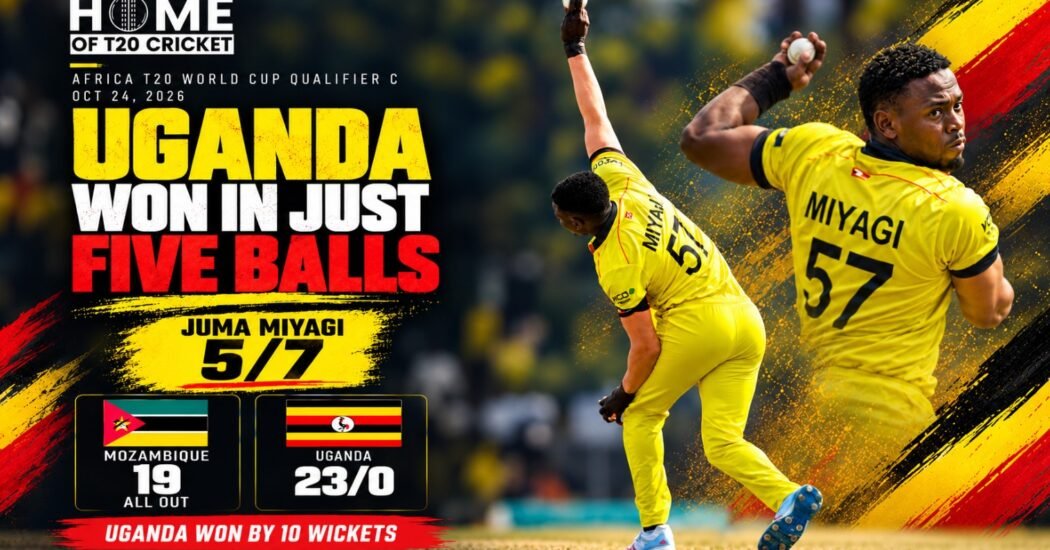 Juma Miyagi takes five wickets as Uganda dismiss Mozambique for 19